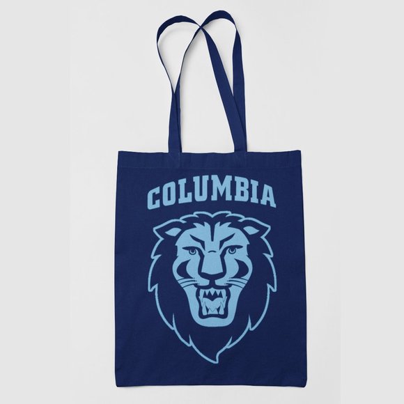 NEW Columbia University Lions Mascot Wordmark Logo Canvas Medium Tote Bag NAVY - Picture 1 of 2